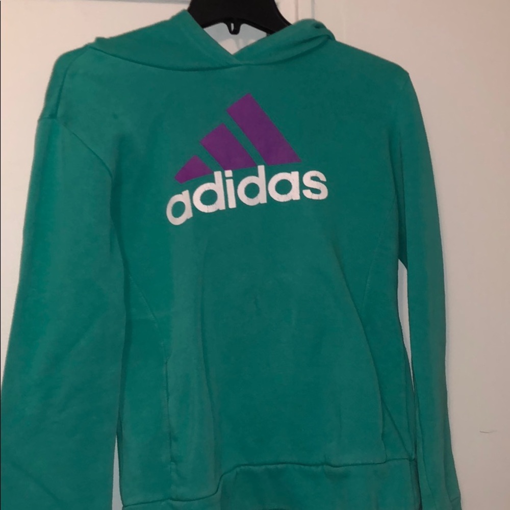 turquoise and purple adidas hoodie
